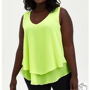 DOUBLE LAYER TANK - CHIFFON NEON LIME
